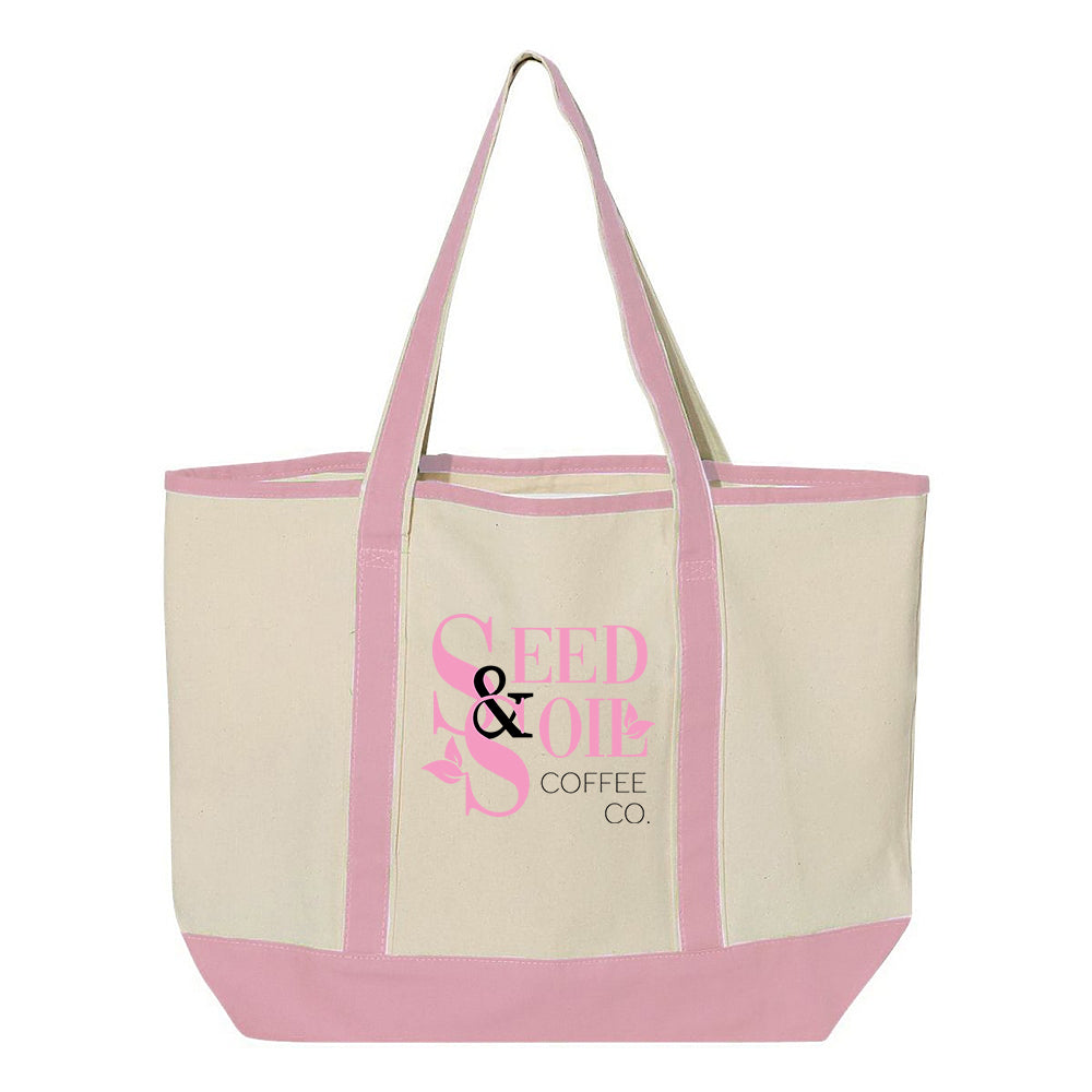 S&S Deluxe 5-Pocket Large Tote - Pink – Seed & Soil Coffee Co.